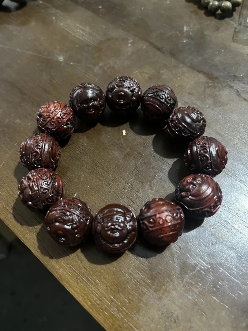 C0424小叶紫檀财神爷手串.无礼盒