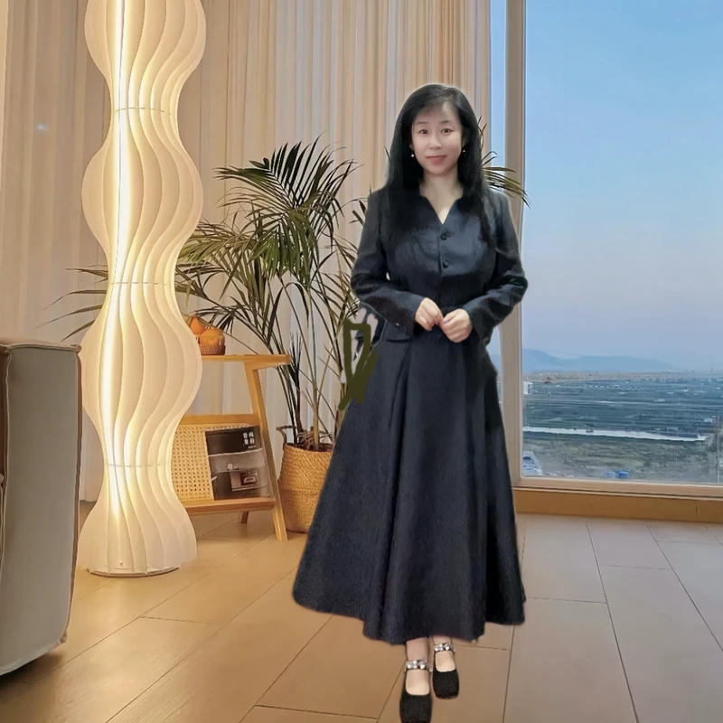 25春新款气质优雅收腰修身韩系外套+高腰伞裙两件套