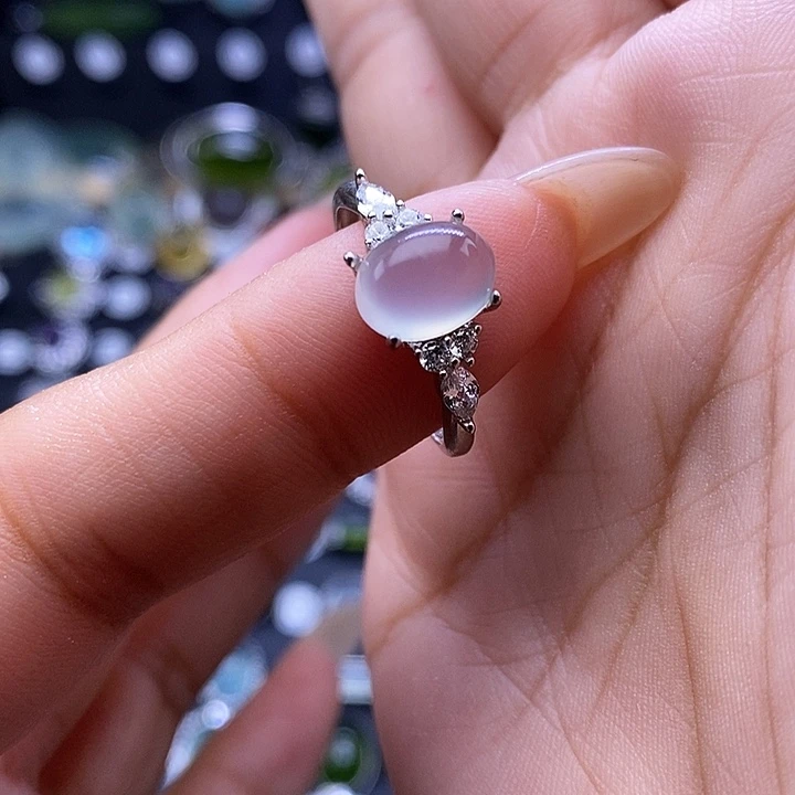 岫玉银S925镶嵌戒指戒指