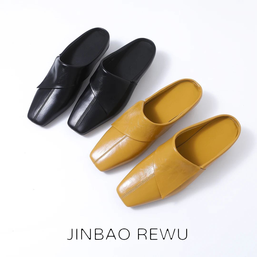 JINBAO热舞2026夏季简约时尚女士方头包头粗跟防滑拖