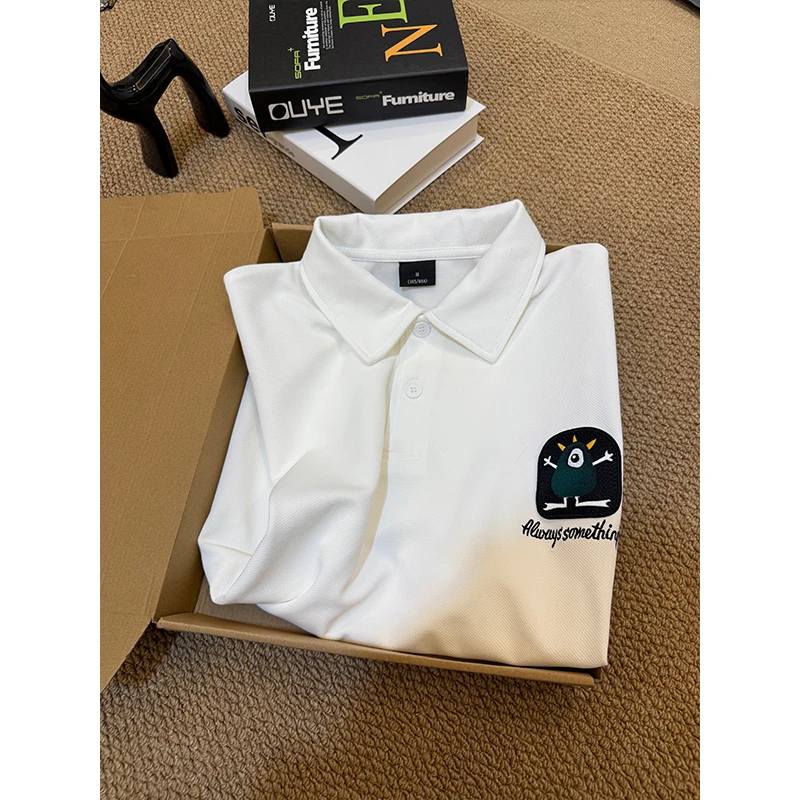 珠地棉polo衫短袖男夏季少年感翻领刺绣贴布t恤休闲 cleanfit半袖