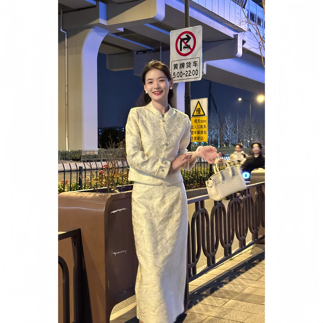 【WY】醉琉璃    ~原版定制春季爆款气质甜美立领减龄小香风套装