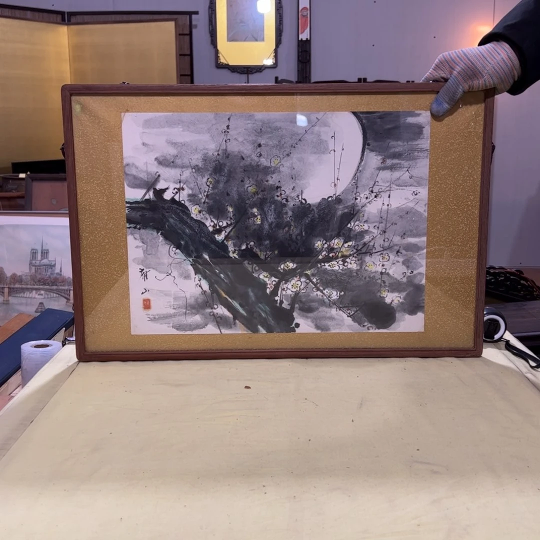 绘画山****)屏风框画茶空间设计