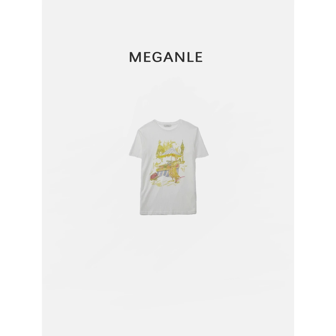 【小王子】MEGANLE 独特手绘印花设计感圆领短袖T恤2024268