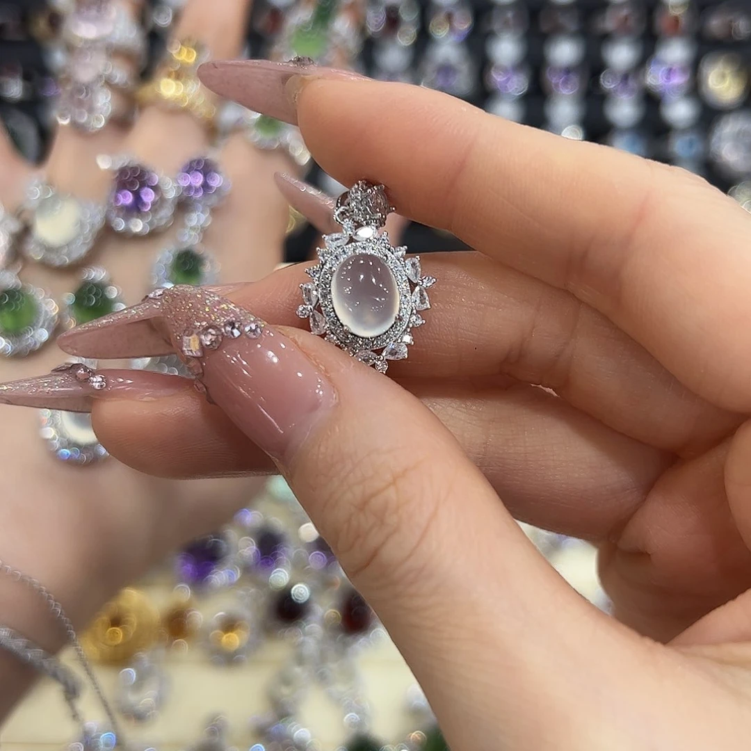 岫玉银S925镶嵌戒指不***.