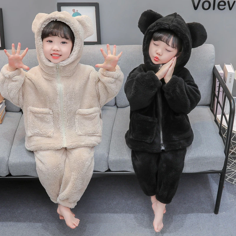 女童睡衣套装2025新款儿童秋冬款宝宝冬季法兰绒珊瑚绒加厚家居服