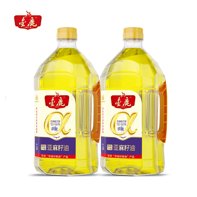 【金鹿】压榨一级亚麻籽油组合1.8L*2 草原黄亚麻