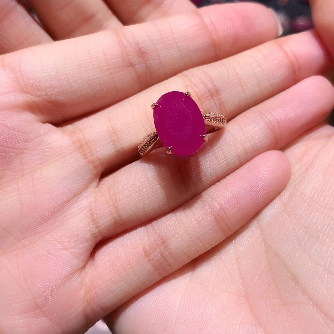 红宝石戒指银S925镶嵌