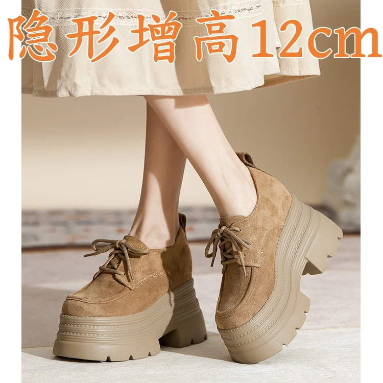 黑色乐福鞋小个子女新款爆款高级感厚底春秋2025新款松糕底小皮鞋