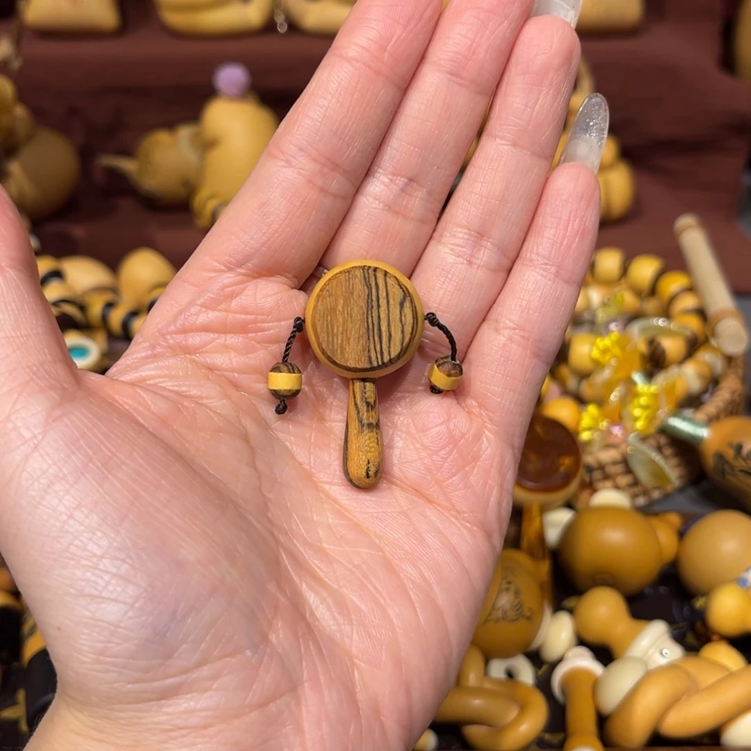 溪*虎斑木镶口迷你拨浪鼓