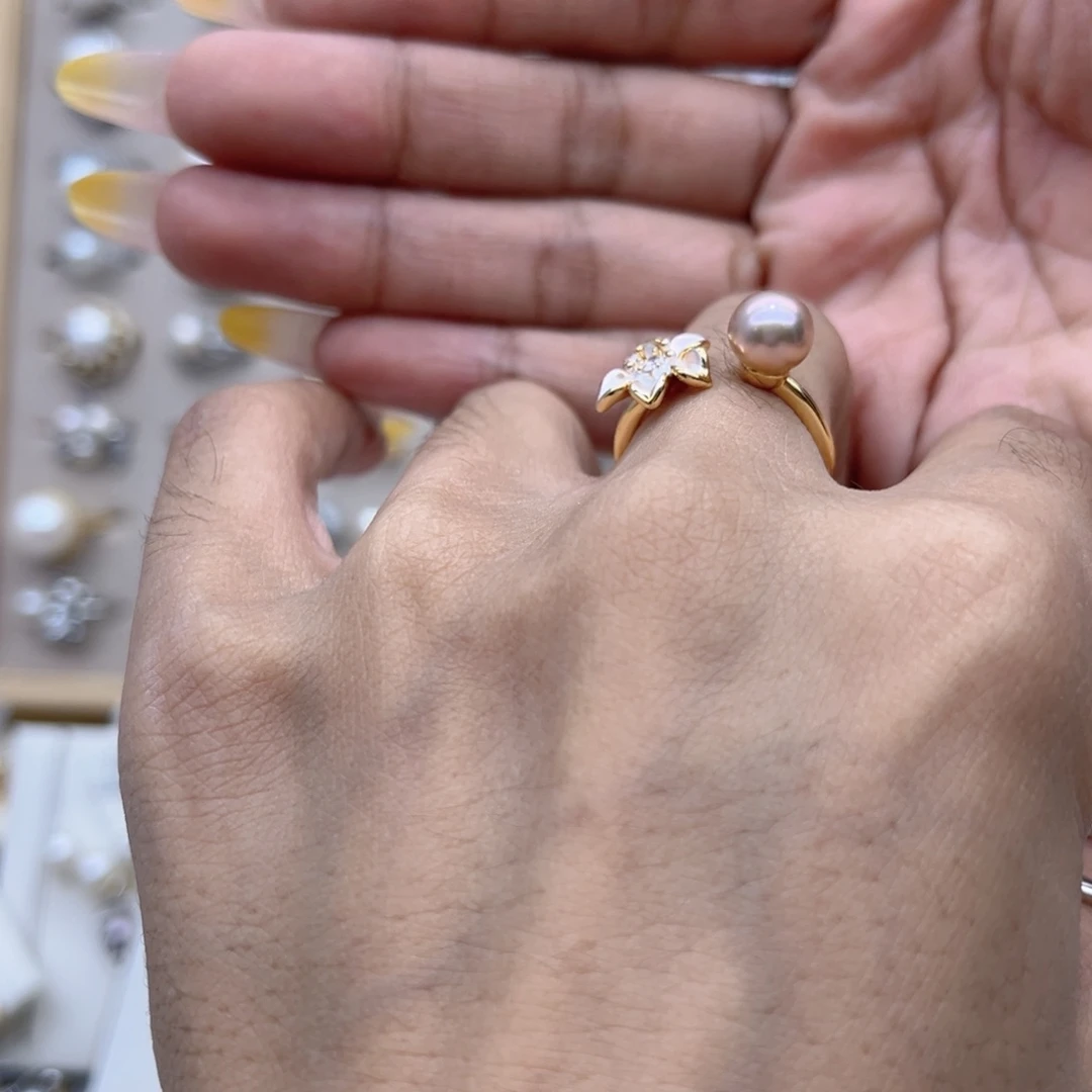 花***境戒指合金淡水珍珠