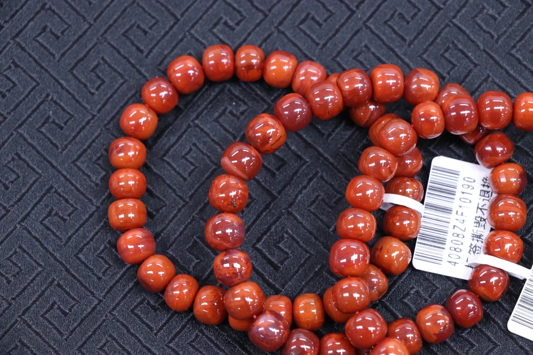 原矿无优化天然南红瓦西玫红火焰纹老型单圈8mm左右多样性发一串