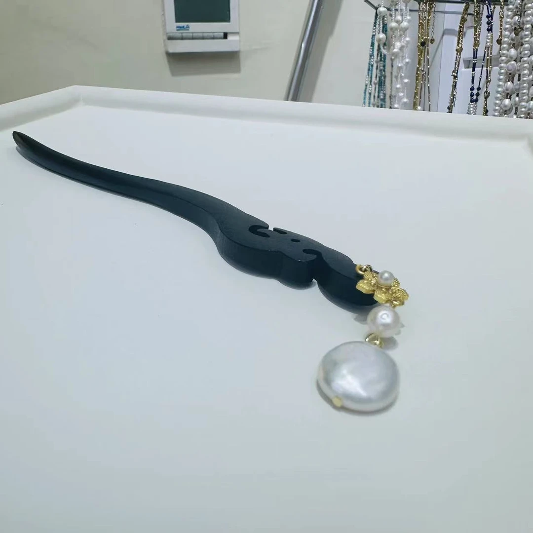 发簪步摇流苏中式黑檀木簪子【哎呦家17869】