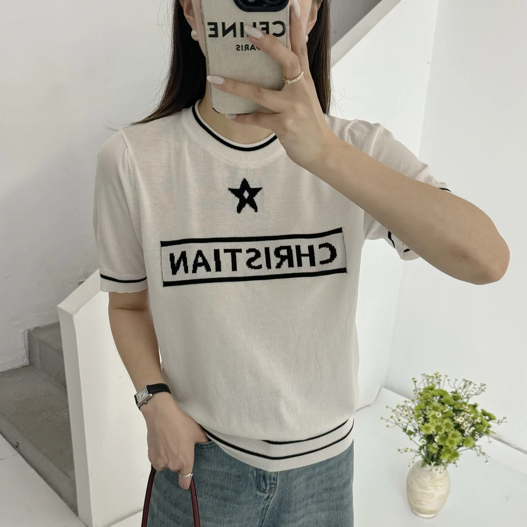 经典五角星短袖时尚夏季新款圆领女装百搭上衣T恤显瘦气质针织衫