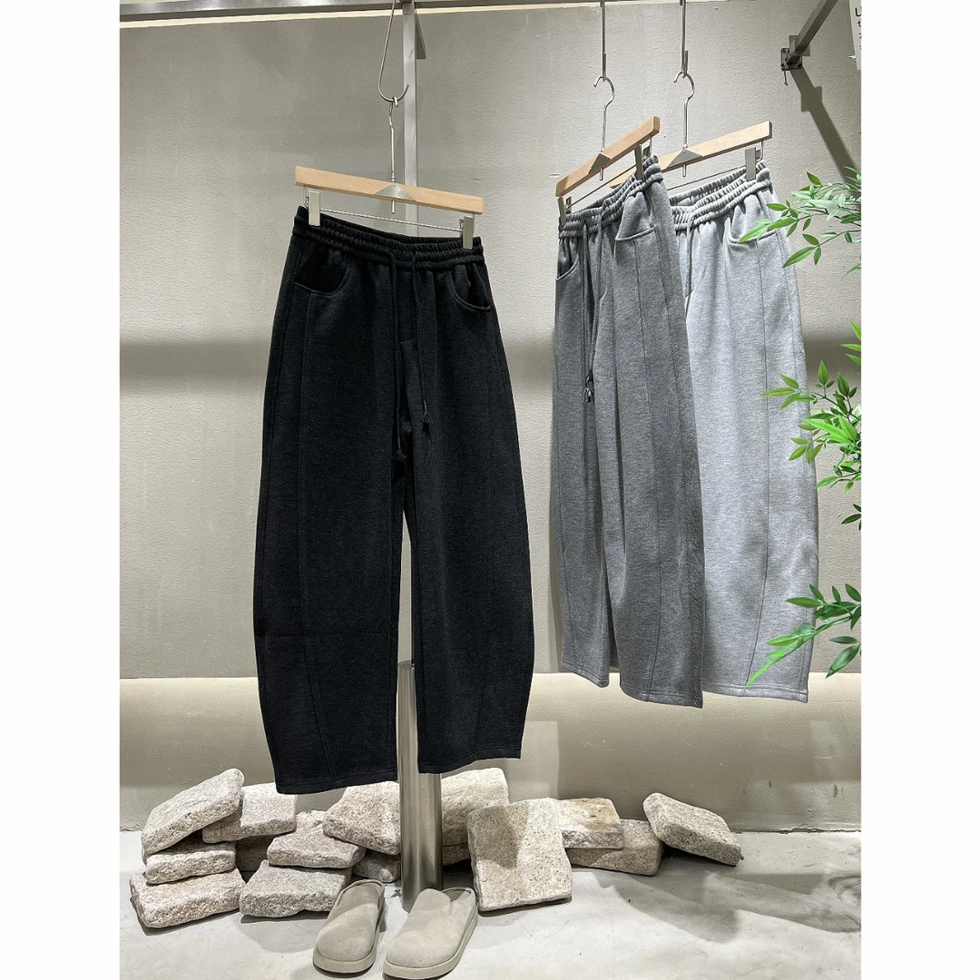 新款加厚羊毛裤宽松简约百搭设计感休闲裤5951