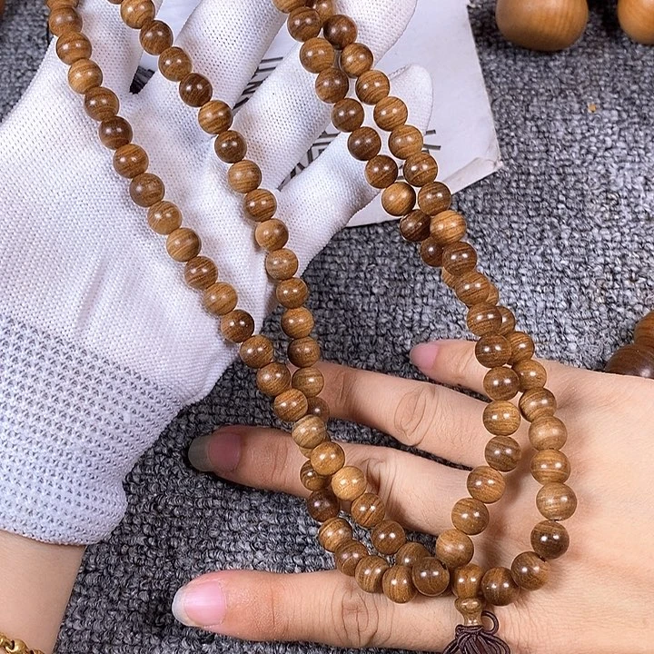 檀香木手串/手链老山檀香黑肉横纹供奉老料0.8/108沉水