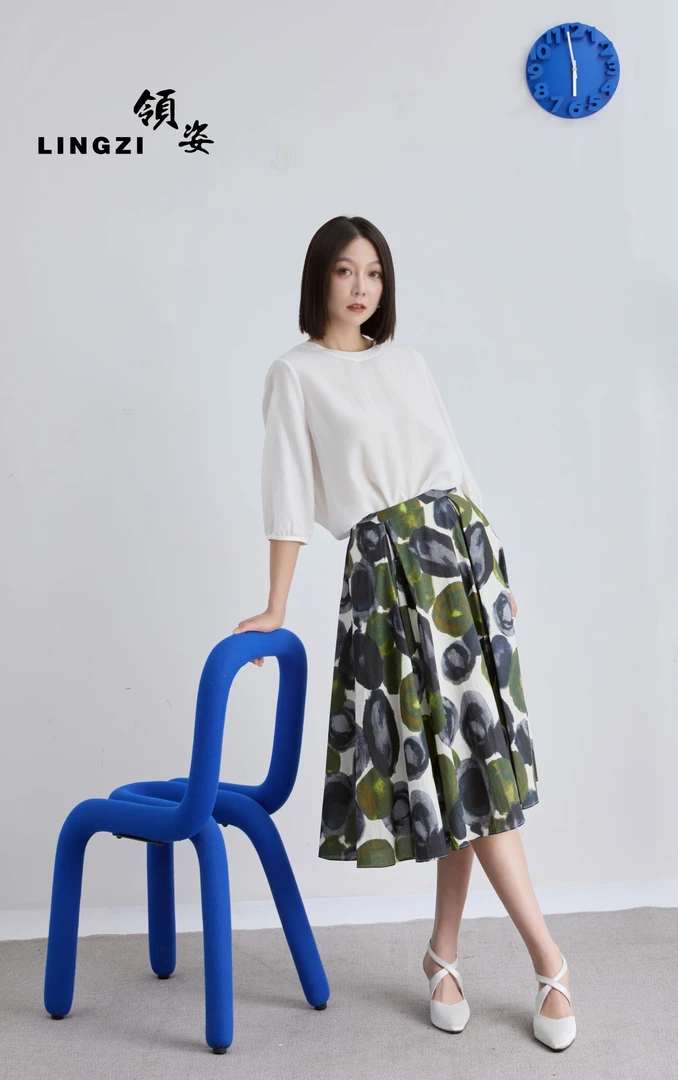 夏季印花法式半裙