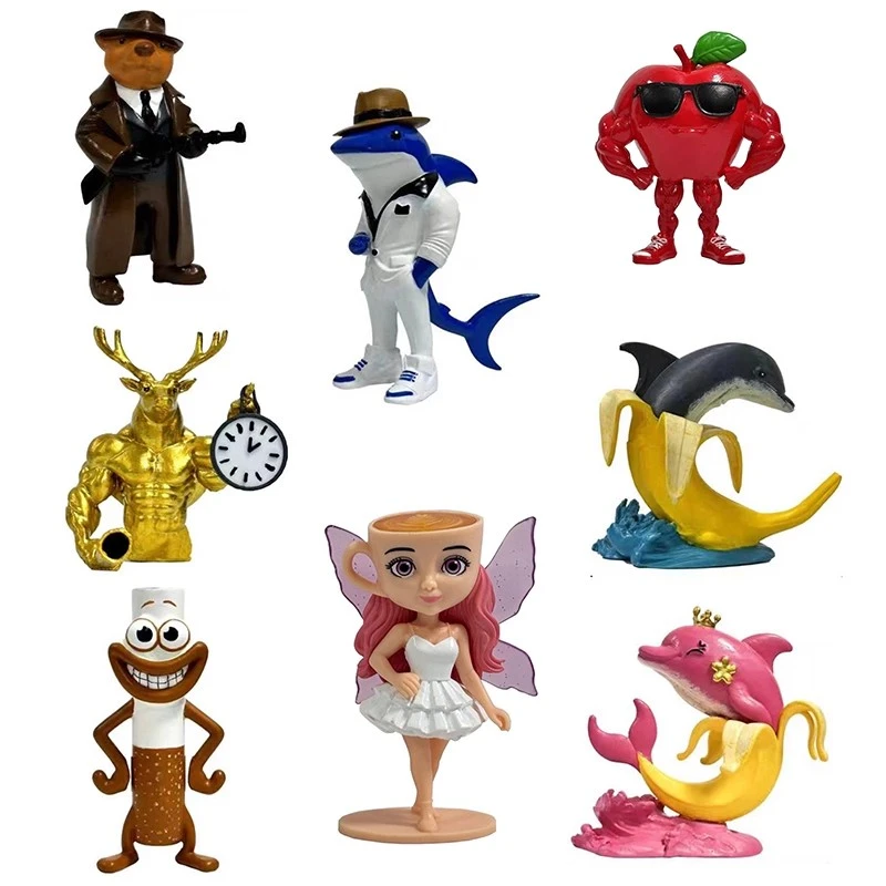 外国AI山海经新造型手办苹果肌肉人香烟人鹿人大号模型摆件玩具