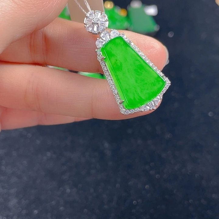 翡翠银S925镶嵌吊坠(不含链)
