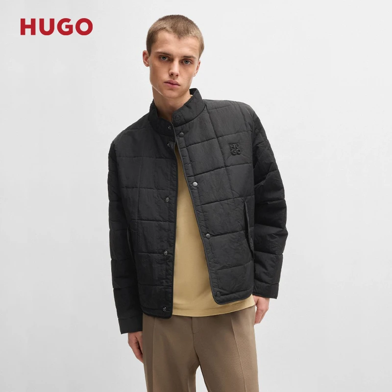 HUGO雨果男士2025年春季新款轻薄潮流网格绗缝夹克外套50530755