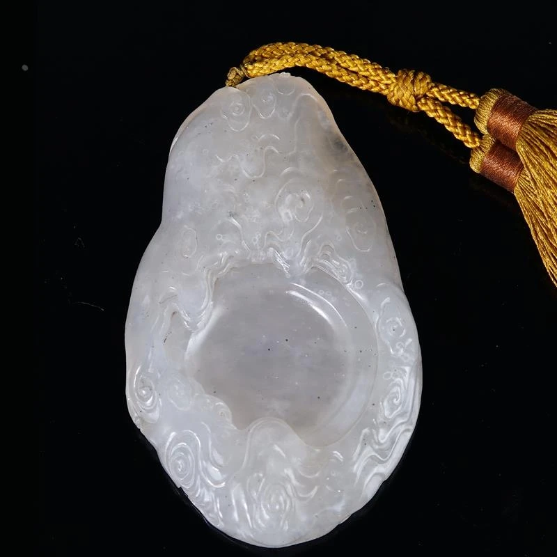 寿山石膳草环洞坑头吉祥如意祥云纳福和谐美好的砚台