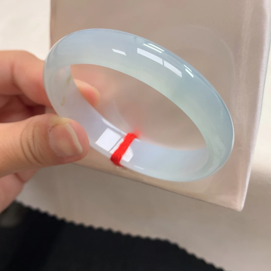 翡翠未镶嵌手镯6号54+贵妃（短45.6）baby蓝冰胶