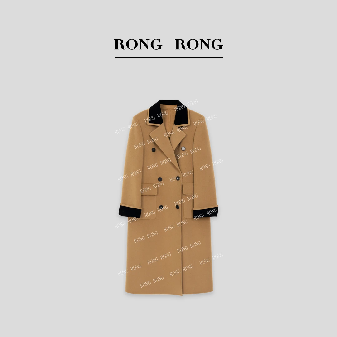 溶溶【意式女主】RONGRONG 100绵羊毛撞色双面呢西装大衣 NAROOM046