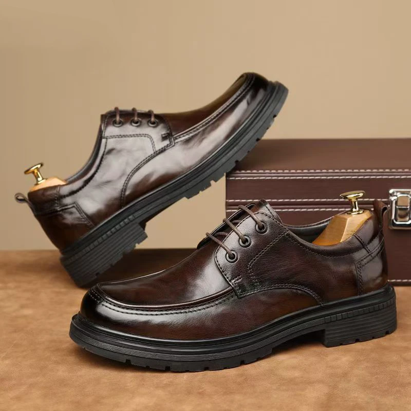 鞋子男款爆款2025新款皮鞋男潮流结婚男式休闲鞋商务皮鞋厚底男鞋