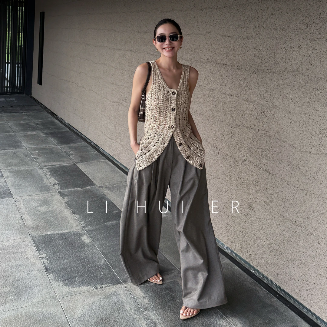 LiHuiEr李慧儿【莎士比亚】轻奢舒适显瘦直筒百搭休闲裤4195