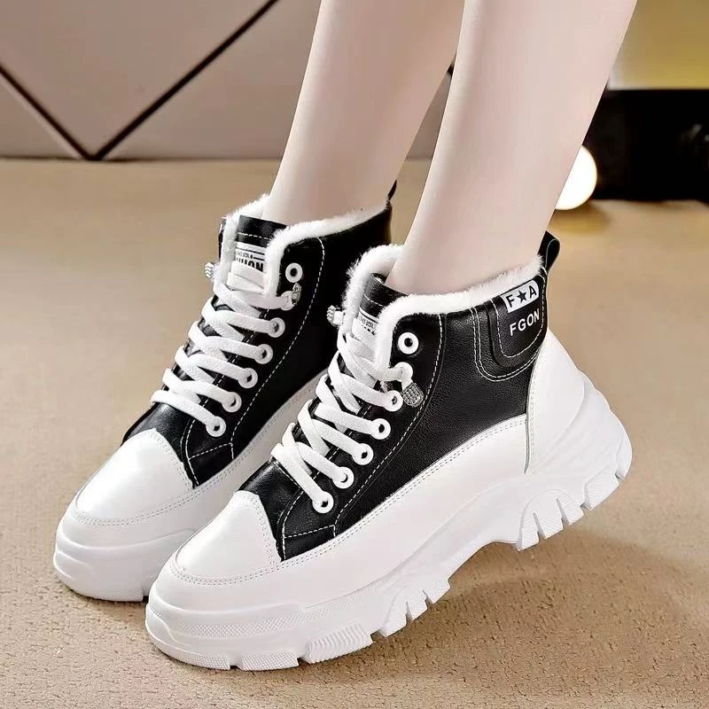 【加棉老爹鞋】女生秋新款高帮加绒休闲板鞋老爹鞋920