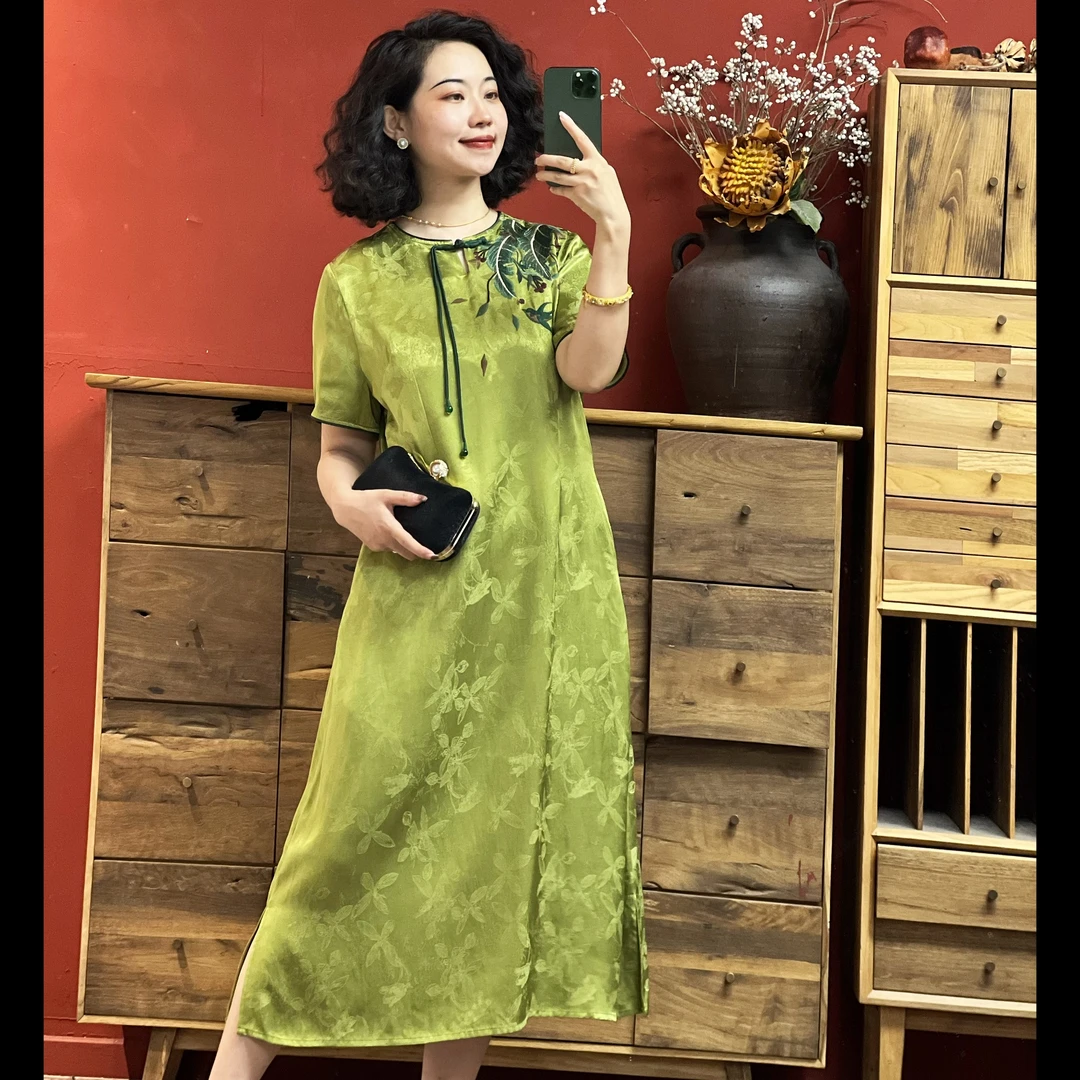 羊在在【燕归来】夏新款日常可穿刺绣中国风连衣裙L24XL1008