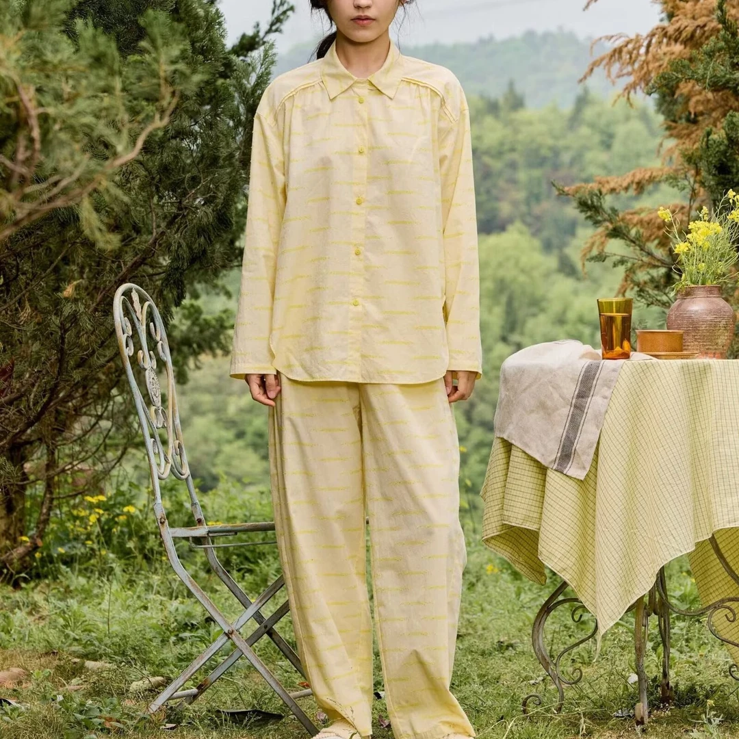 朵朵可可dw252cz184秋冬女士梭织翻领长袖气质睡衣家居服