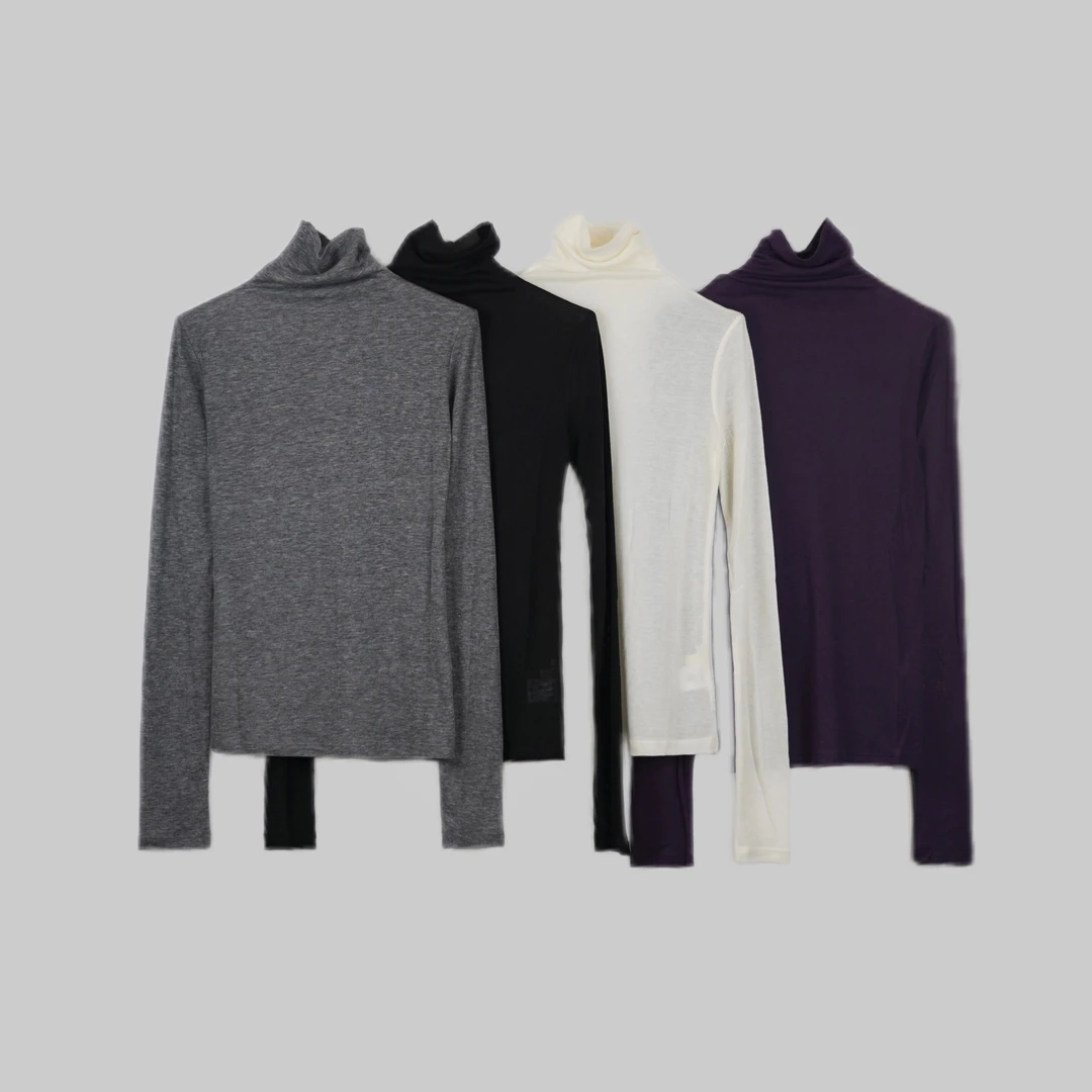 2025四季款简约莱赛尔打底衫气质高领羊毛上衣薄款柔软舒适百搭