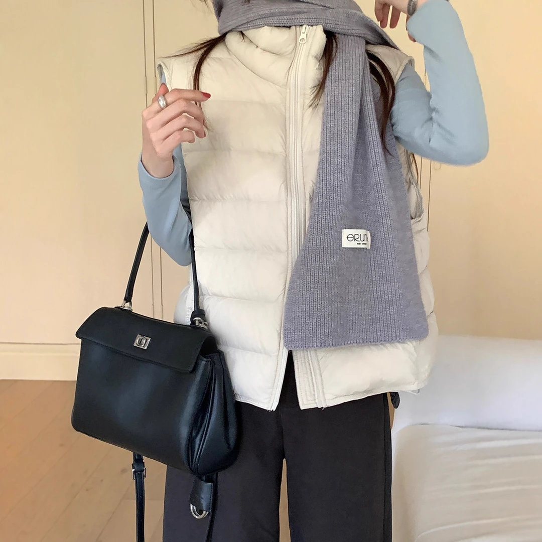 立领排骨羽绒马甲女2025冬季新款韩系叠穿轻薄90白鸭绒保暖上衣