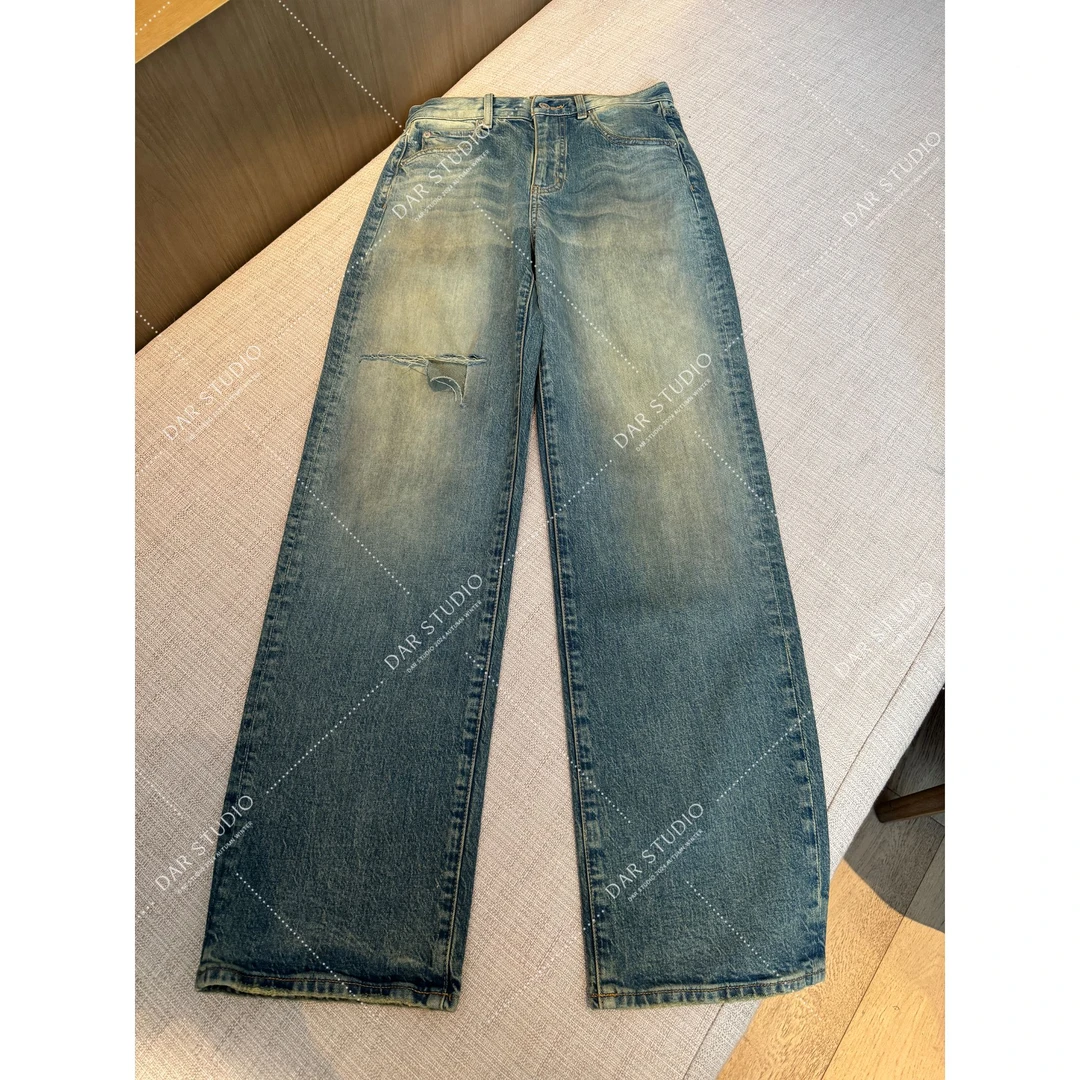 DAR STUDIO 深圳货【脏脏破洞裤】2025春季新款时尚做旧牛仔裤84062