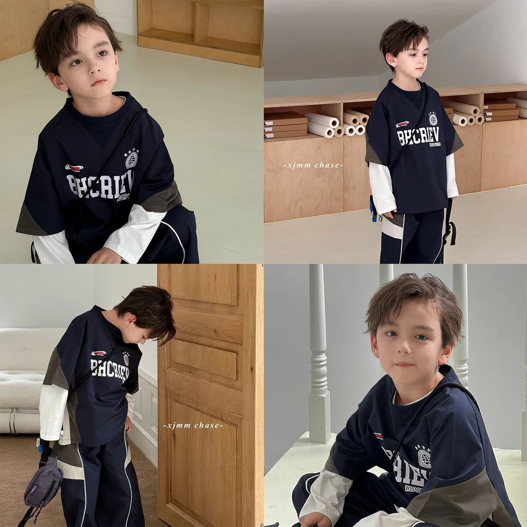 虾酱麻麻男童卫衣套装春秋季2025新款男孩运动上衣洋气儿童装裤子