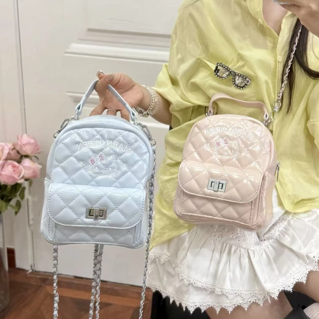 网红迷你小猫菱格链条双肩包包女式2025新款小众设计单肩手提背包