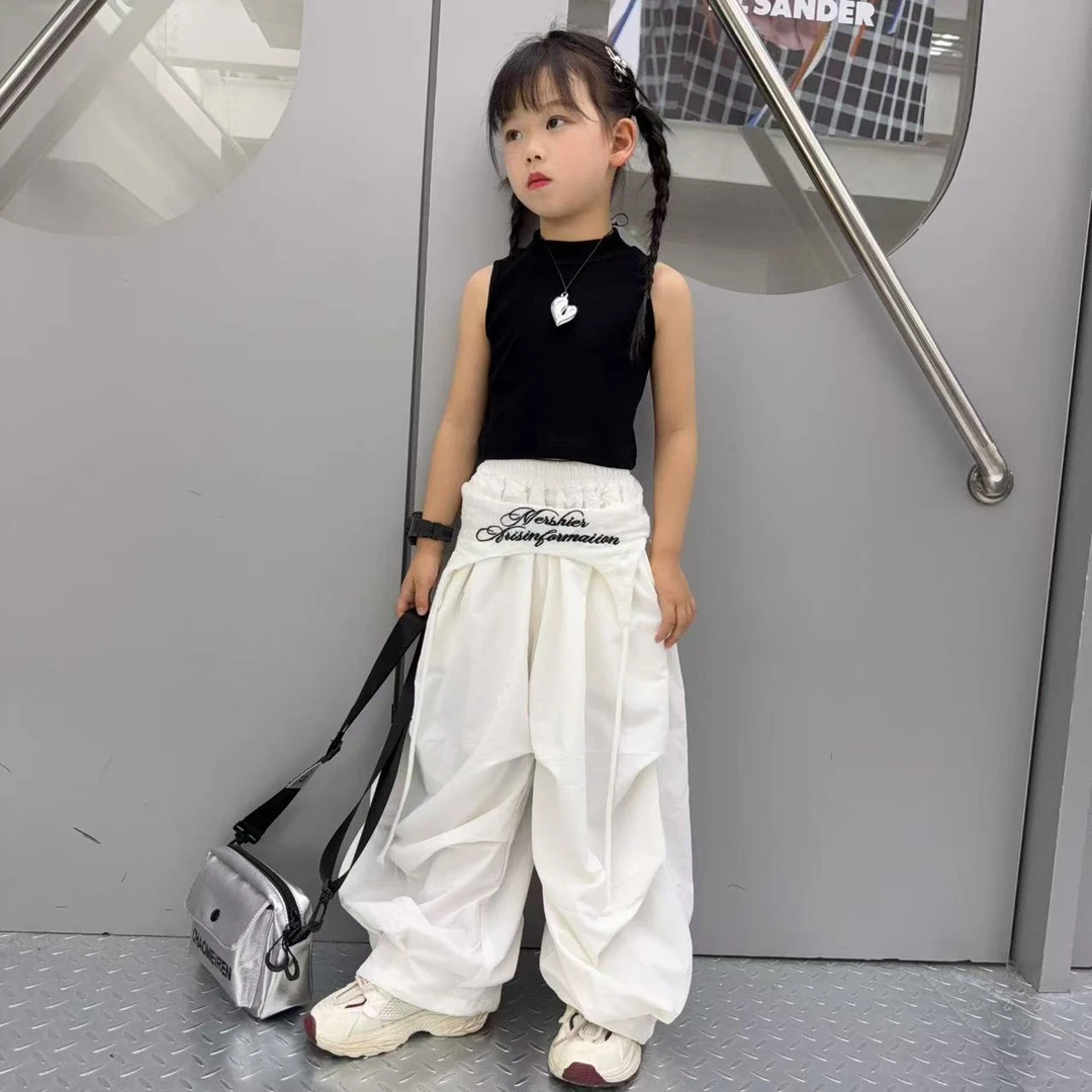 女童夏季套装2025新款儿童弯刀长裤夏装中大童女孩洋气时髦两件套