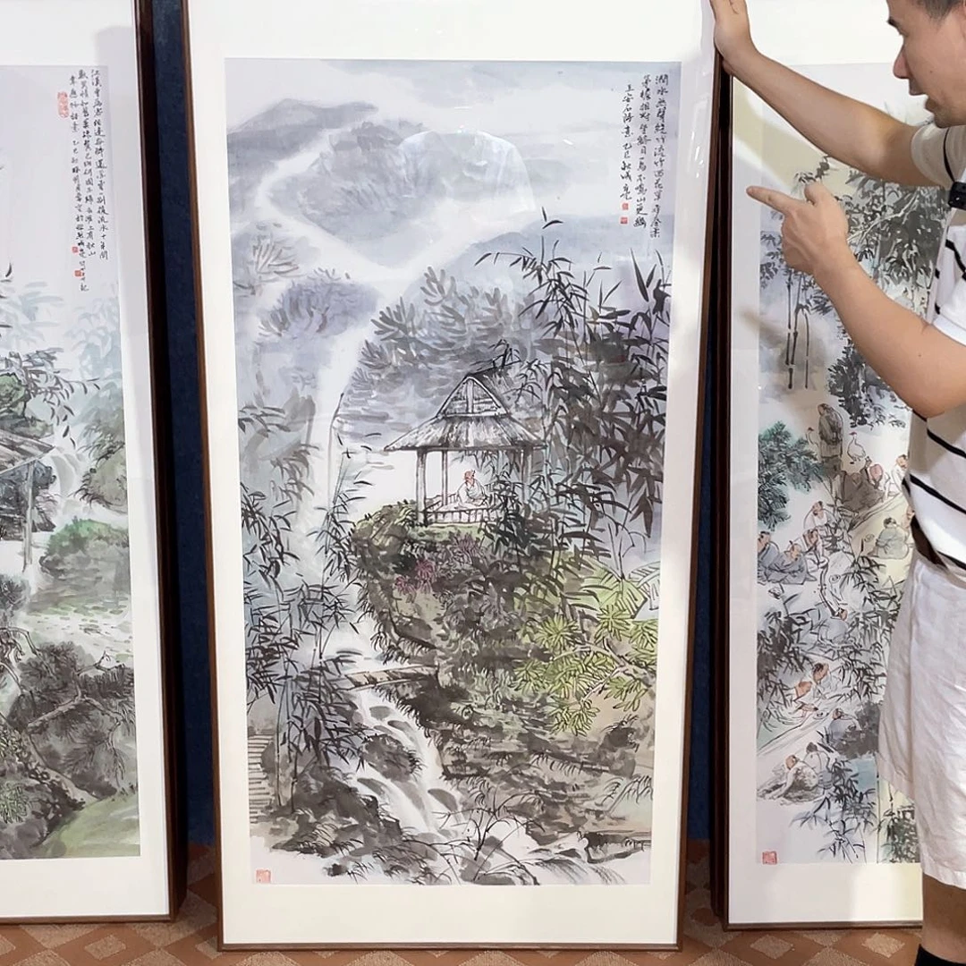 国画手绘画作品带框80/160