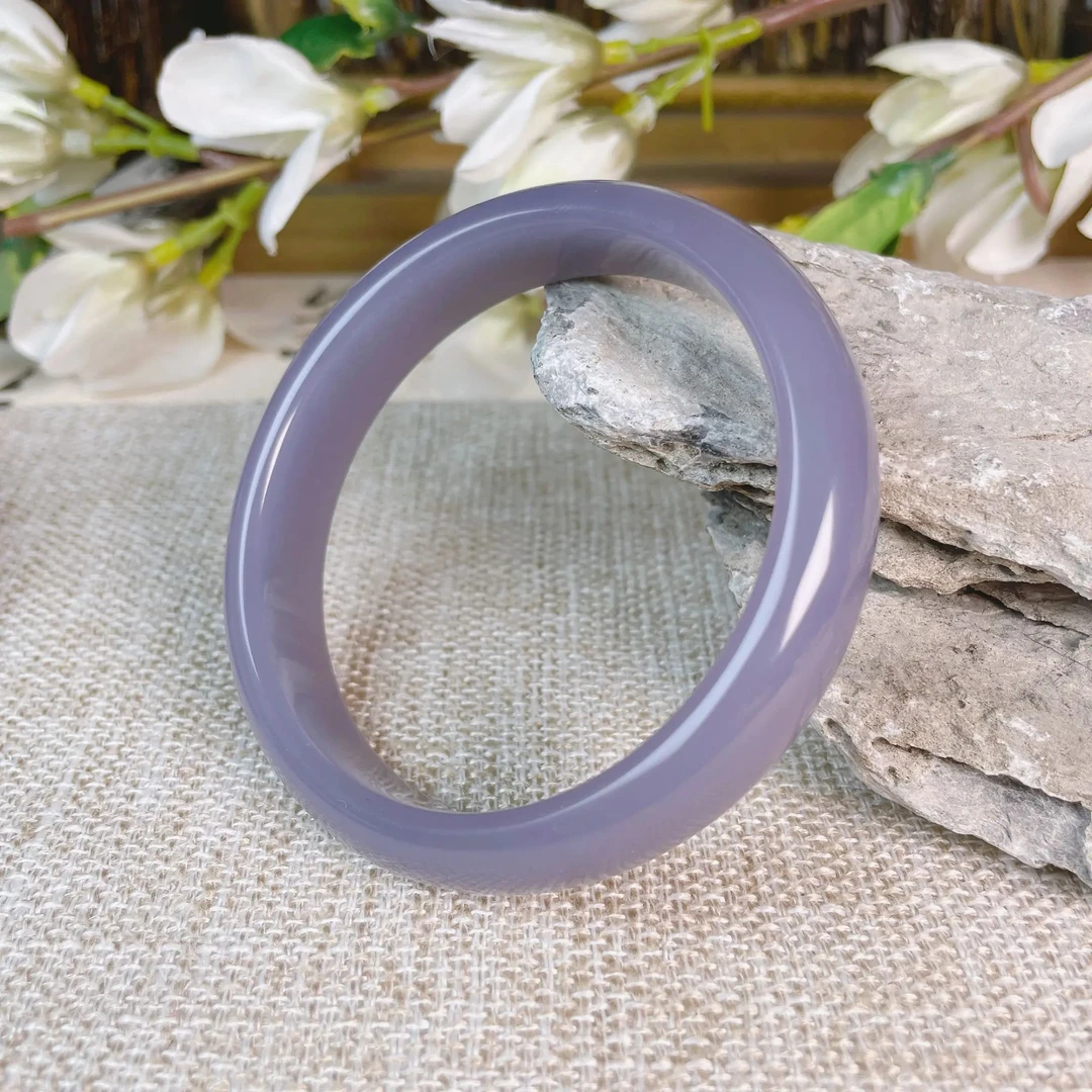 【门店新款】天然青海烟紫和田玉 经典正圈和田玉手镯 宽13mm厚10mm