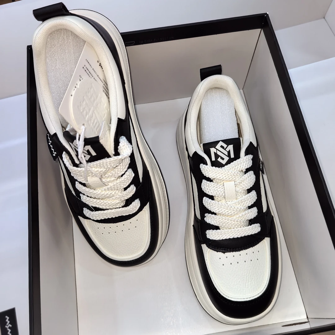 玛莎玛索超轻底小白鞋黑白女子低帮板鞋秋季女鞋时尚