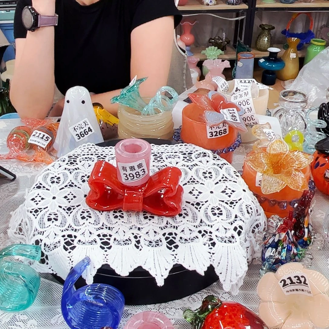 3983烛台  家悦琉璃工艺品裂纹瑕