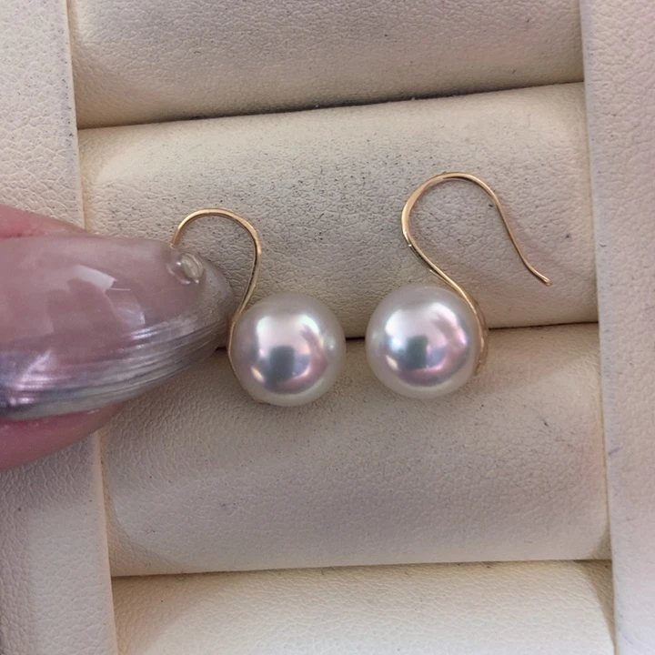 18K金镶嵌耳饰海水珍珠