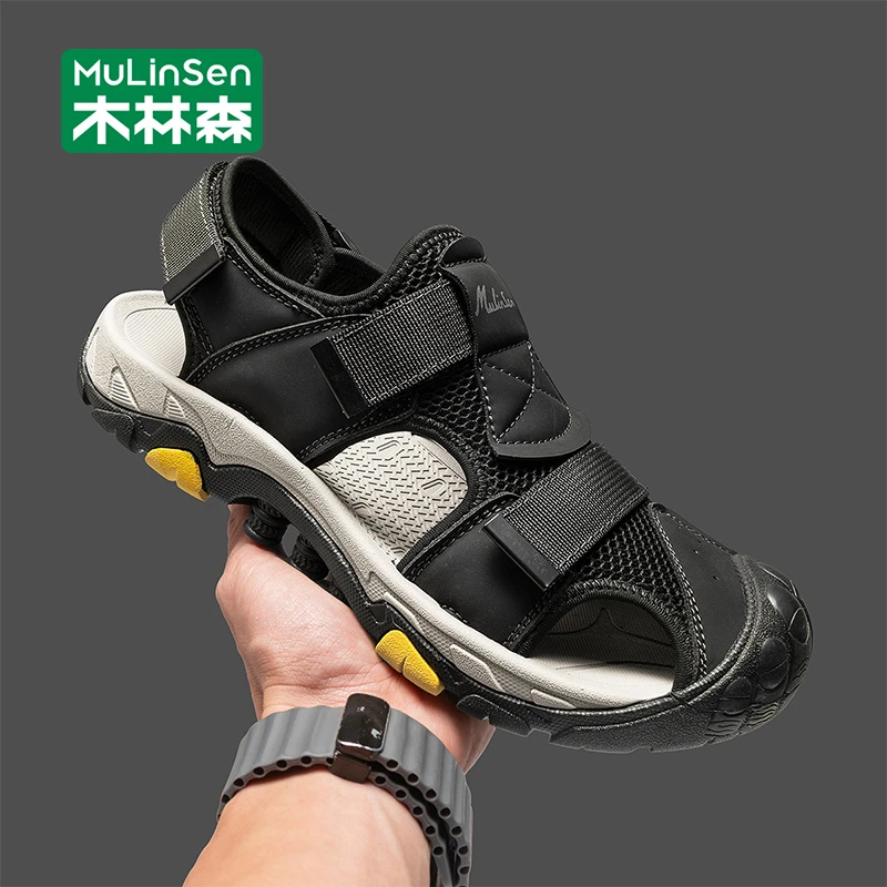 木林森男士洞洞鞋两用夏季透气镂空包头半拖休闲运动沙滩涉水凉鞋