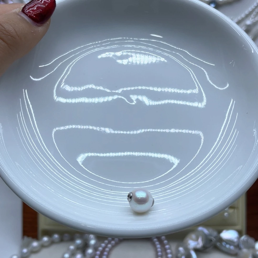 淡水珍珠银S925镶嵌吊坠(不含链)爱***蛋