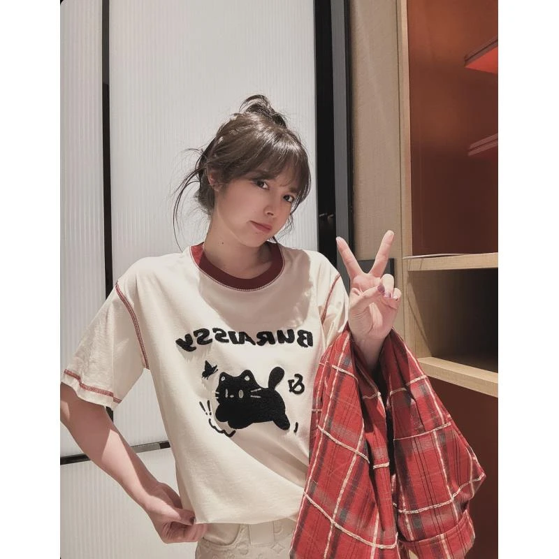 BETTER JOELAY-中版【个性衣舍】百搭宽松圆领T恤短袖休闲风KH1893