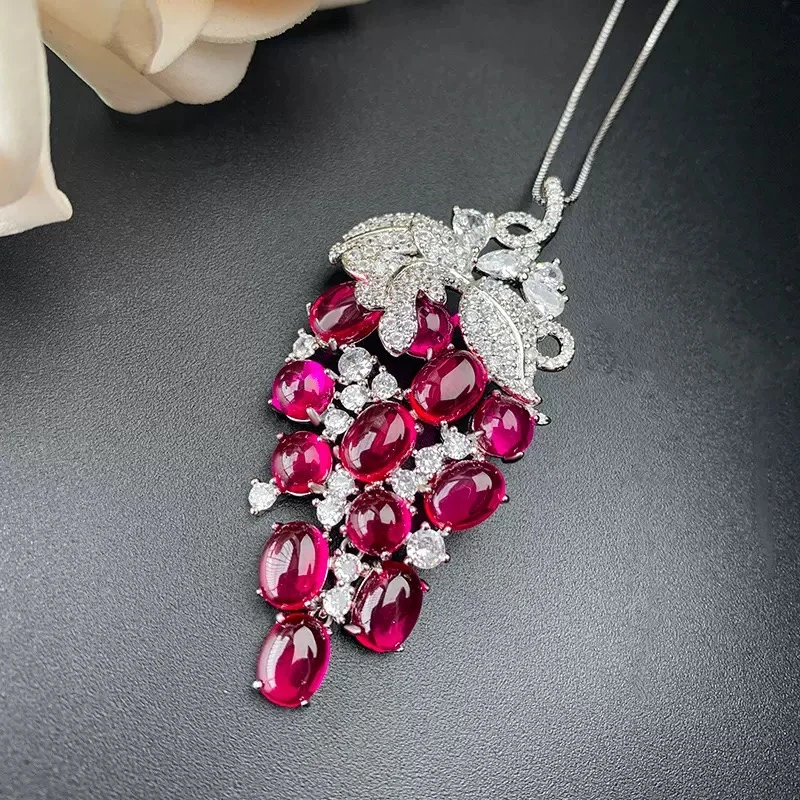 设计师高定-高精切红宝石胸针两戴款YY-1042