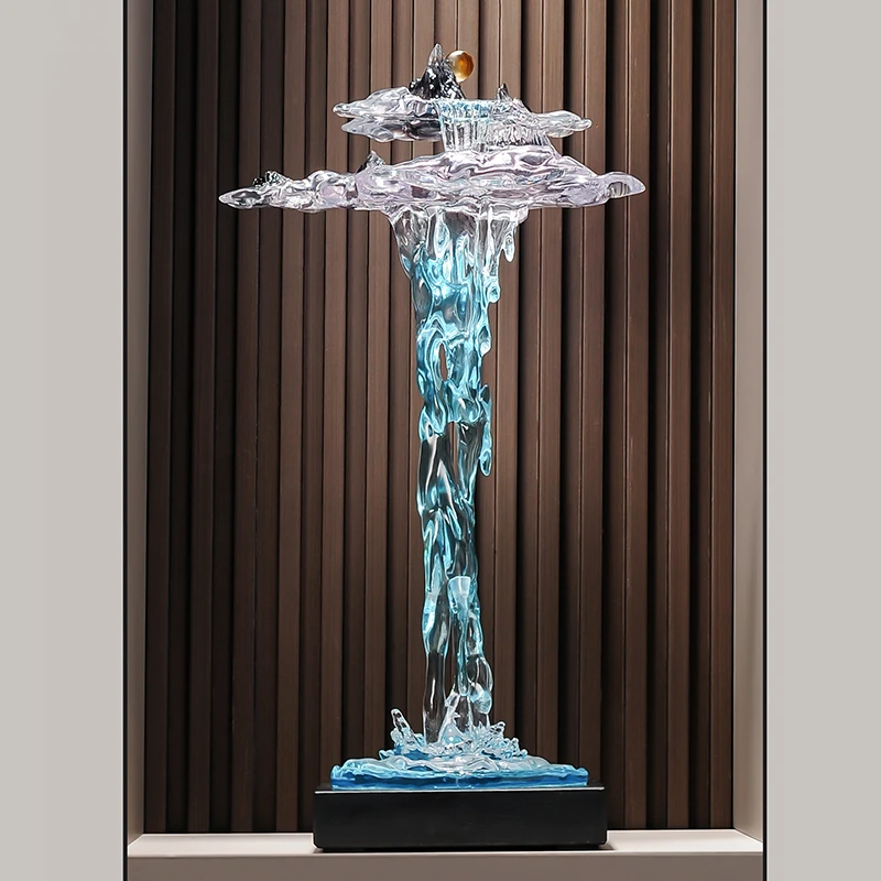 流水瀑布假山大摆件进门入户玄关办公室生财景观落地开业乔迁礼品