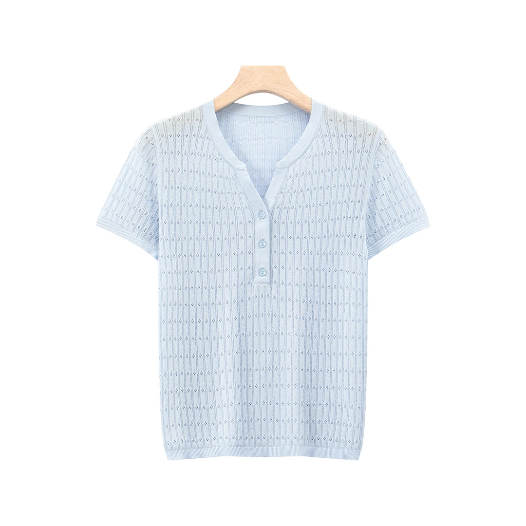 舒适透气 2025夏季新款镂空精致针织上衣女