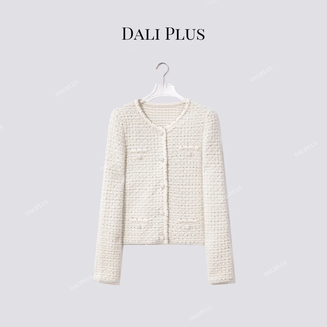 DALI PLUS“100绵羊毛钻石针织” 重工单排扣长袖开衫外套-D5MM2662